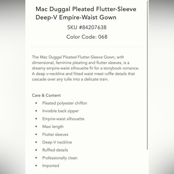 Mac Duggal Pleated Ruffle Cap Sleeve Chiffon Gown/ size 12 - Picture 8 of 8